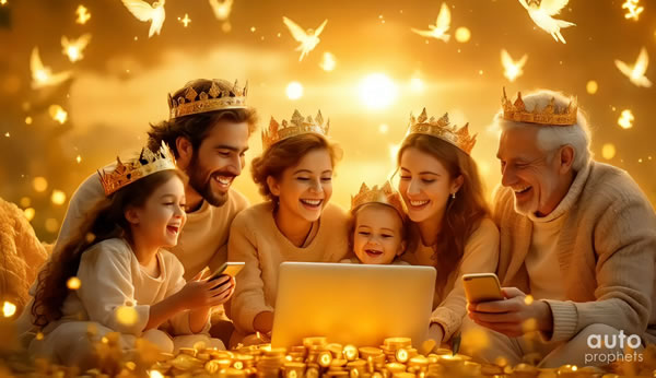 Retired couple celebrating crypto trading success