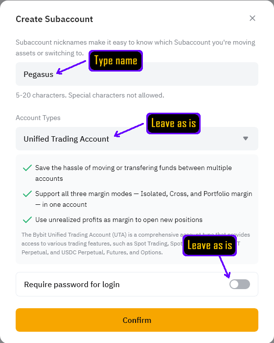Subaccount Name Configuration
