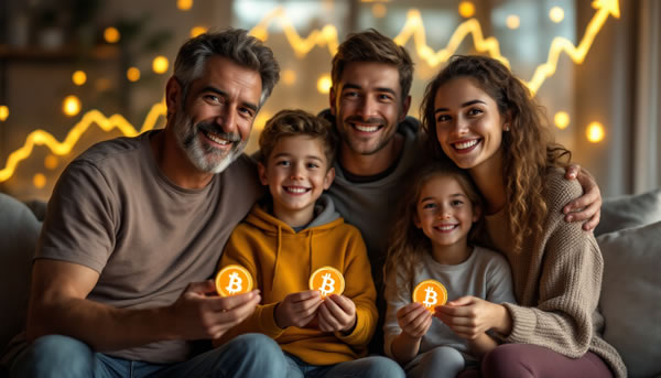 Retired couple celebrating crypto trading success