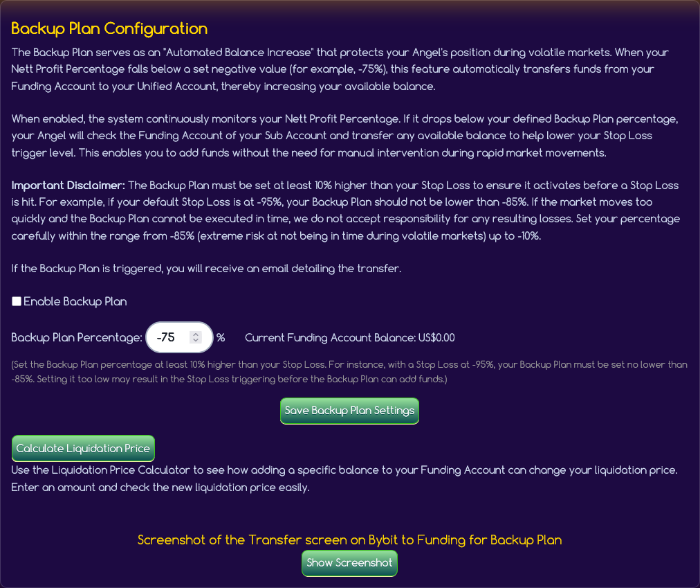 Backup Plan Configuration Screenshot